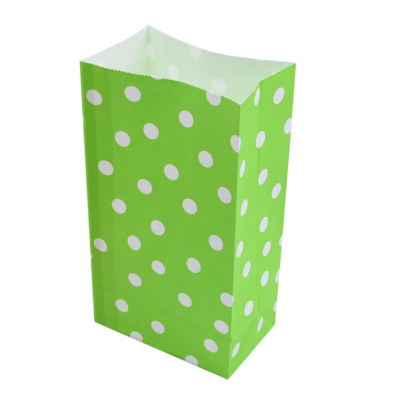 5 шт./лот в горошек крафт-бумажные пакеты для подарков вечерние подарочные сумки бумажные подарочные сумки Свадебная сумка для конфет подарки принадлежности для рождения детей - Цвет: green
