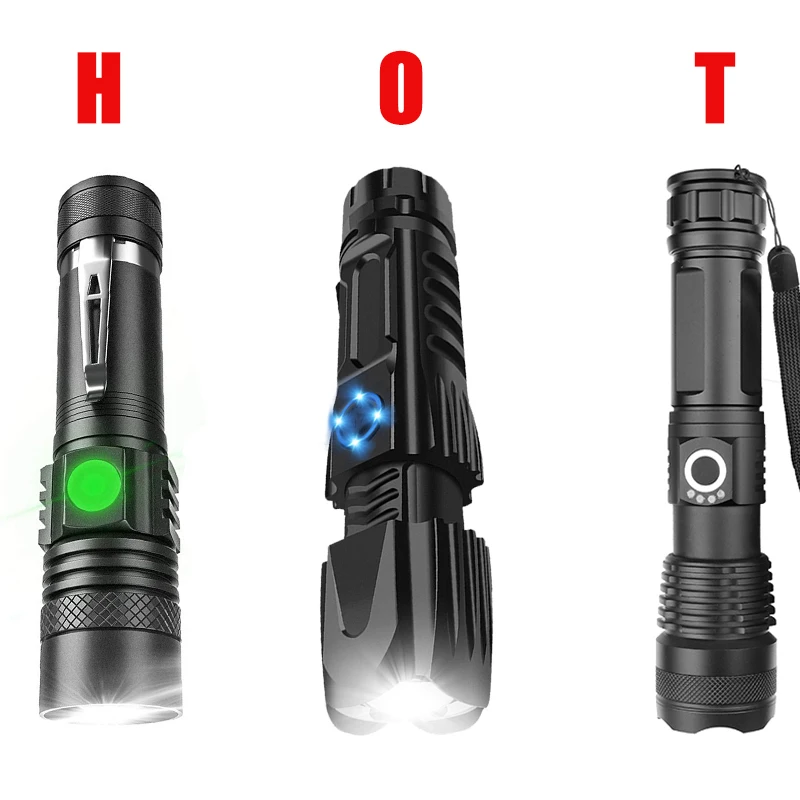 

Most Powerful XHP90.2 tactical flashlight High Power Waterproof Zoom Torch Practical T6/XHP50 led flash light use 18650 battery