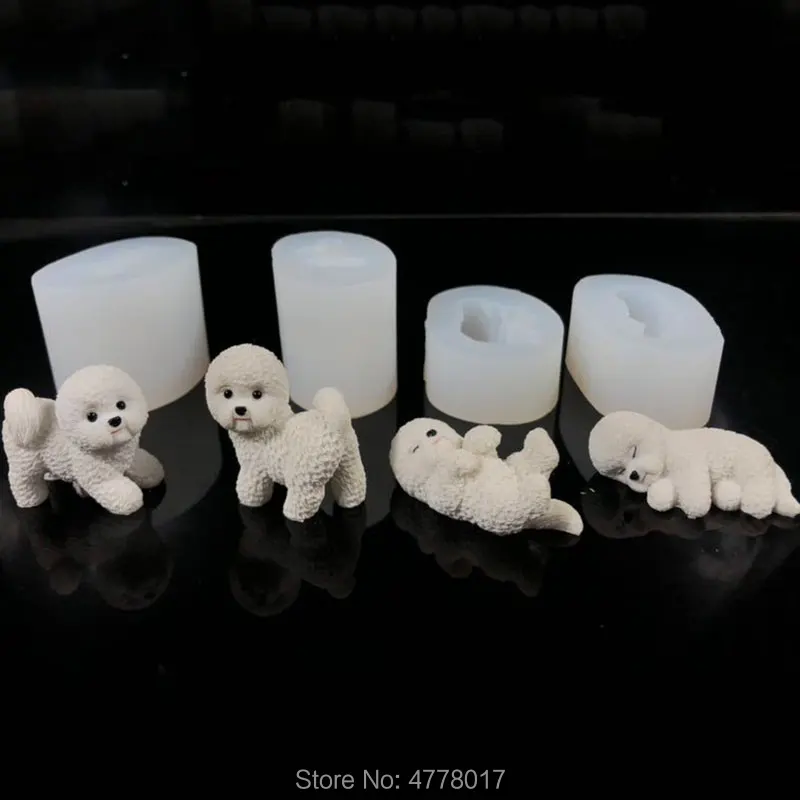 4 шт./компл. Бишон силиконовая 3d форма для торта Тедди выпечки шоколада собаки