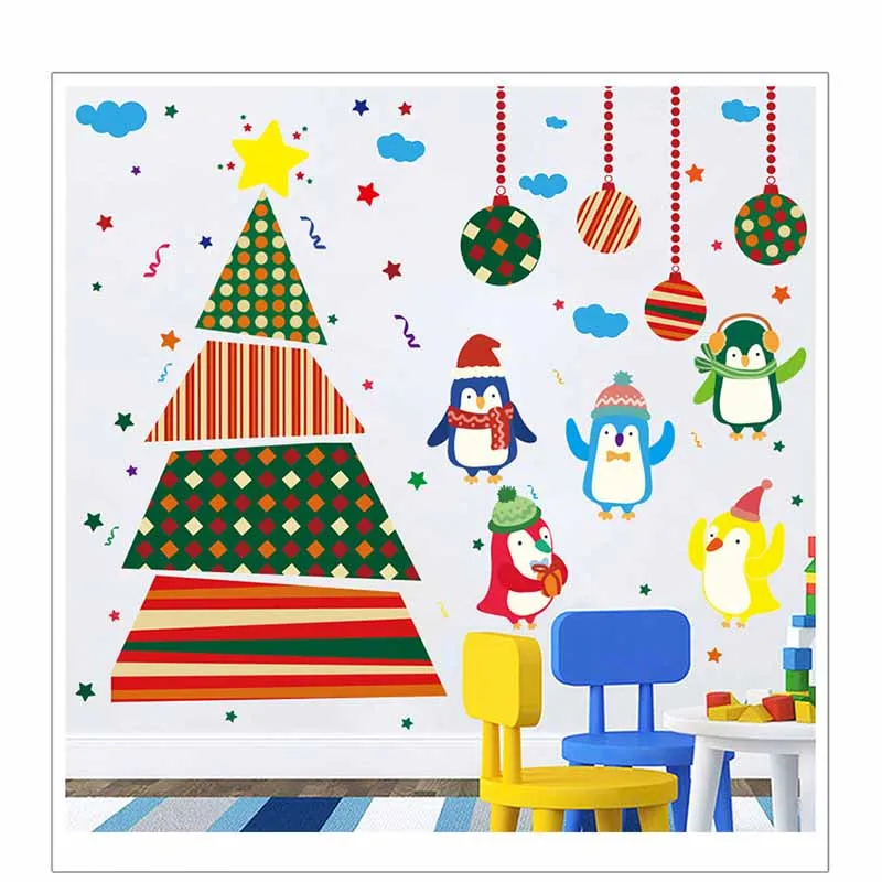 Christmas Decorations For Home New Year Living Room Glass Window Background Decorative Stickers