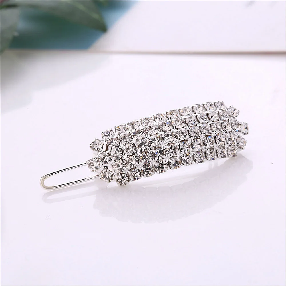 Fashion Crystal Pearl Hair Clip Women Elegant Korean Design Snap Barrette Stick Gold/Silver Metal Alloy Hairpin hair clips hair accessories