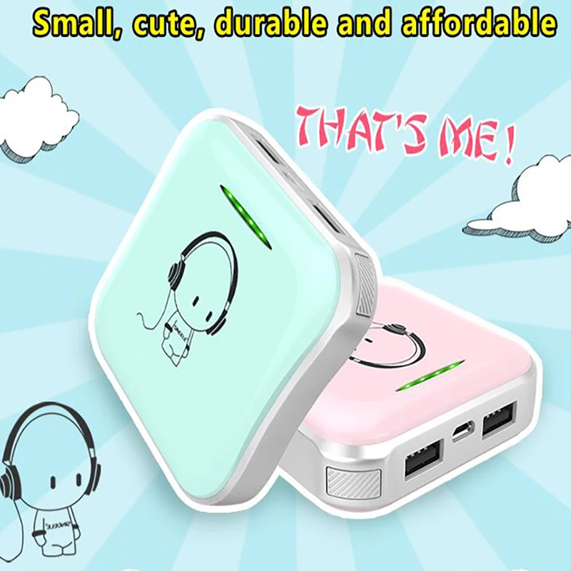 Портативное зарядное устройство Mini Cute Power Bank внешний аккумулятор 18650 6000 мАч 2 А