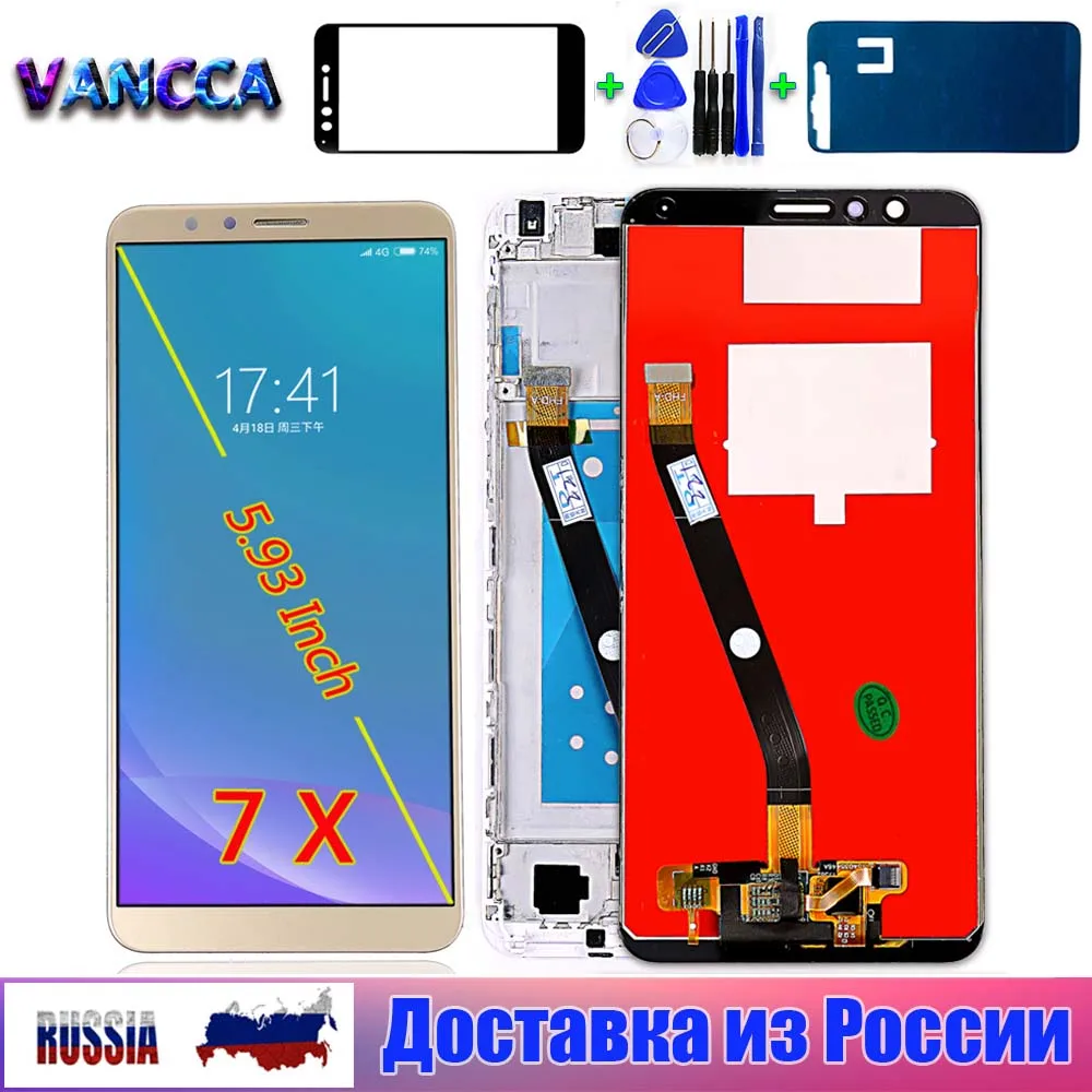 ЖК дисплей Vancca для Huawei Honor 7X сенсорный экран с дигитайзером в сборе рамкой