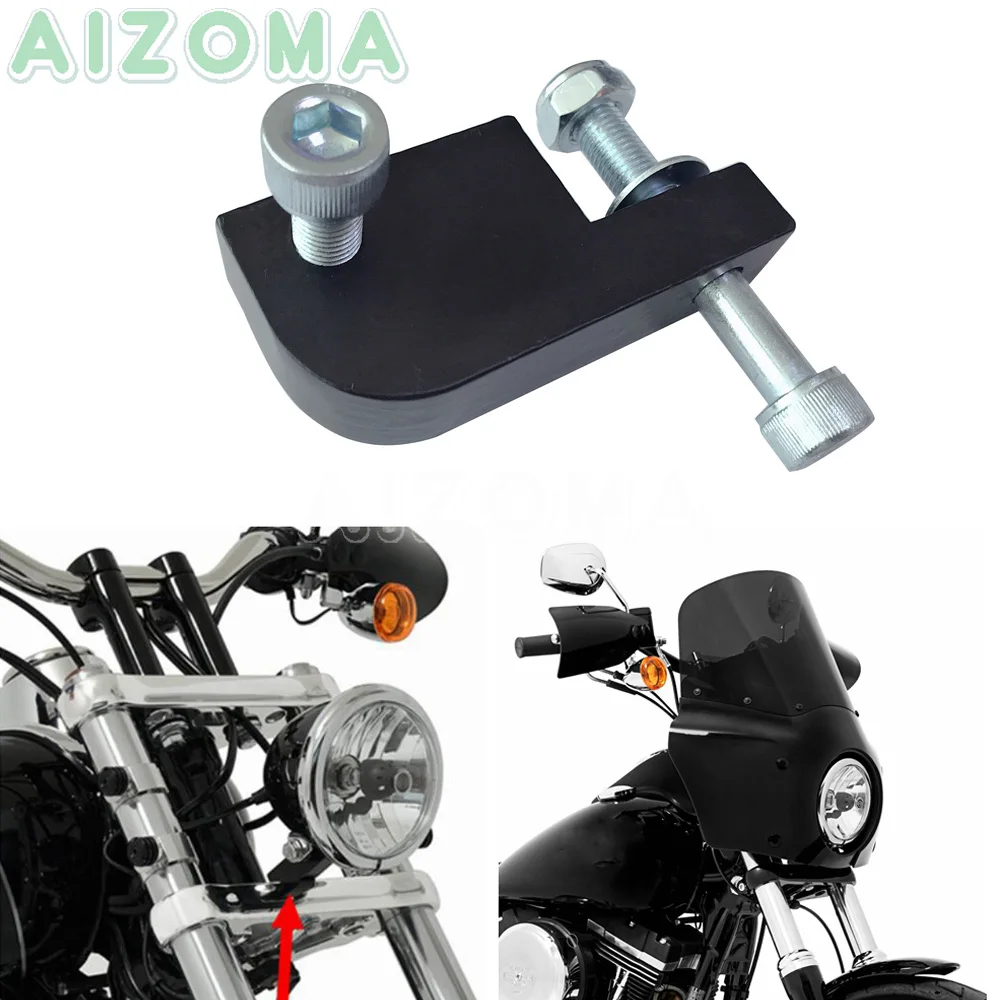 49mm Black Headlight Fairing Extension Block For Harley Sportster XL Dyna 39mm