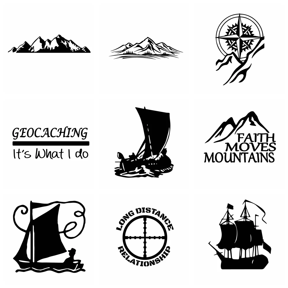 

Hot Sale Compass And Sailboat Car Sticker Mountains Adventure Funny Wrap Vinyl Automobiles Products Decor Cars Accessories