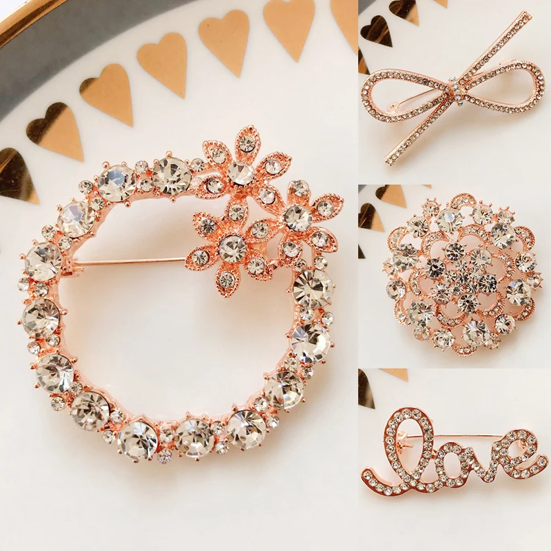 New Sale Elegant Woman Brooches Retro Fashion Crystal Brooches Pins Fashion Jewelry Clothes
