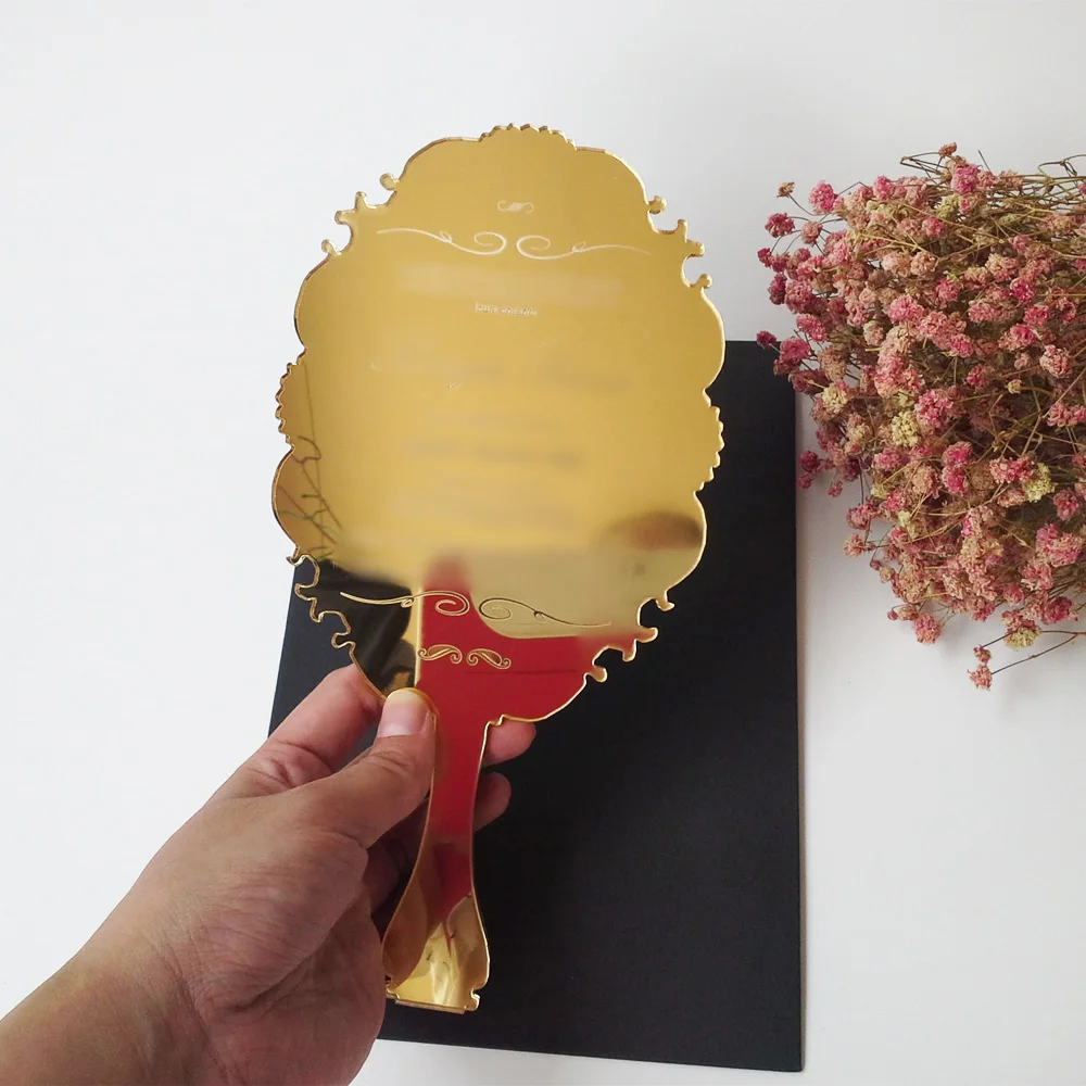  Sample order for 123*238mm Handheld Mirror shaped Gold/Silver Mirror Acrylic Wedding Invitation Car - 32697034485