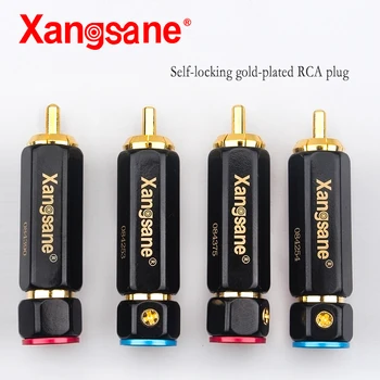 

Xangsane 4pcs/8pcs/20pcs/50pcs self-locking solderless gold-plated lotus plug RCA plug audio signal cable plug