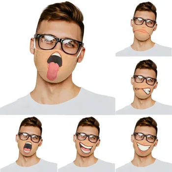 

Funny Printed Washable Face Mouth Mask Anti-Dust Mask With PM2.5 Filter Windproof Mouth-muffle Face Masks Care Reusable