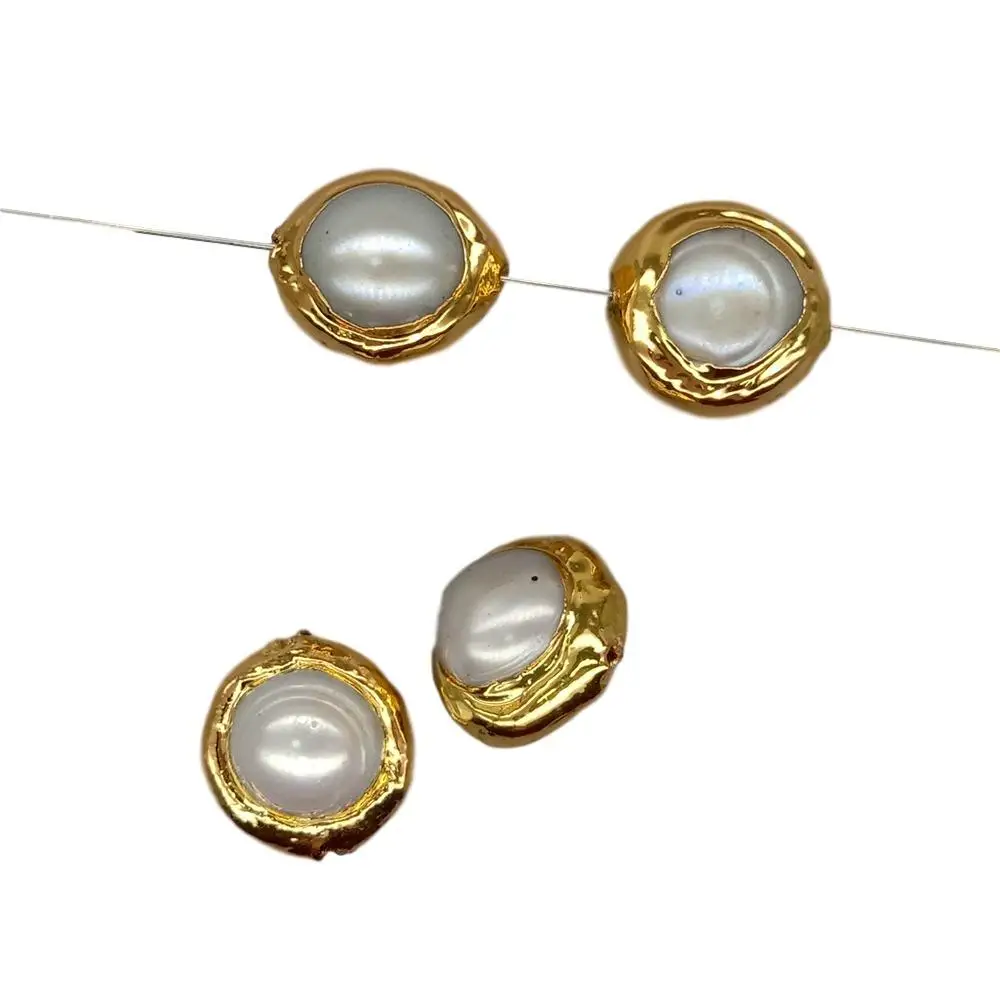 10 pcs Gold Plated Natural White Pearl Beads Gemstone Charm Jewelry DIY Making - 2