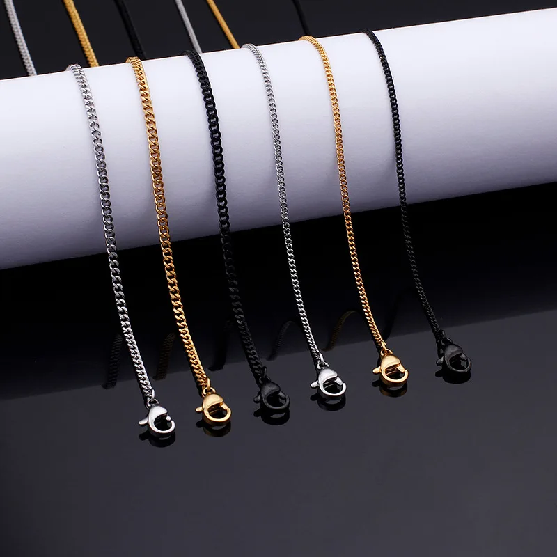 3MM 3.5MM Small Cuban Chains Necklaces Stainless Steel Jewelry DIY Pendant Necklace USENSET cuban necklaces,stainless steel necklace,pendant necklaces,metal necklace,pendant necklace