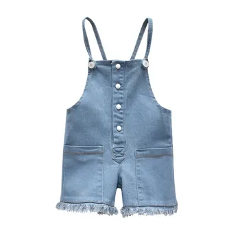

2020 2020 Summer Simple Children Girls Cotton Bib Denim Adjustable Suspenders Shortalls Strap Overall Shorts 0-24M Newborn Baby