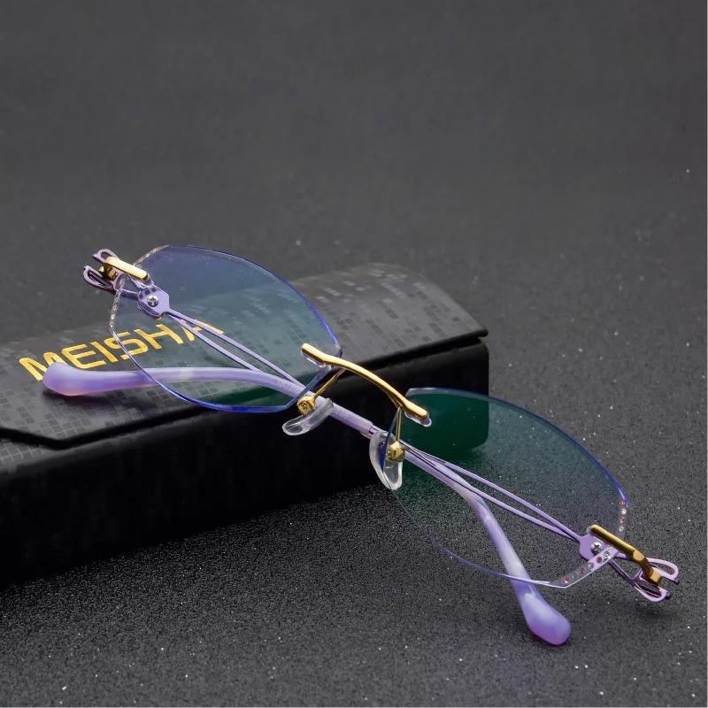 Female Screw-free Eight-hole Frame Diamond Trimmed Korean Version Glasses Rhinestone Frames Optical | Аксессуары для одежды