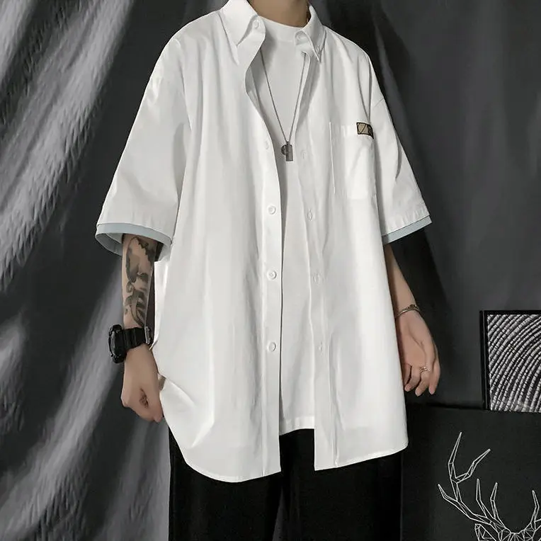 Short sleeve shirt men's Korean version loose and versatile trend casual half sleeve shirt coat summer handsome students dress