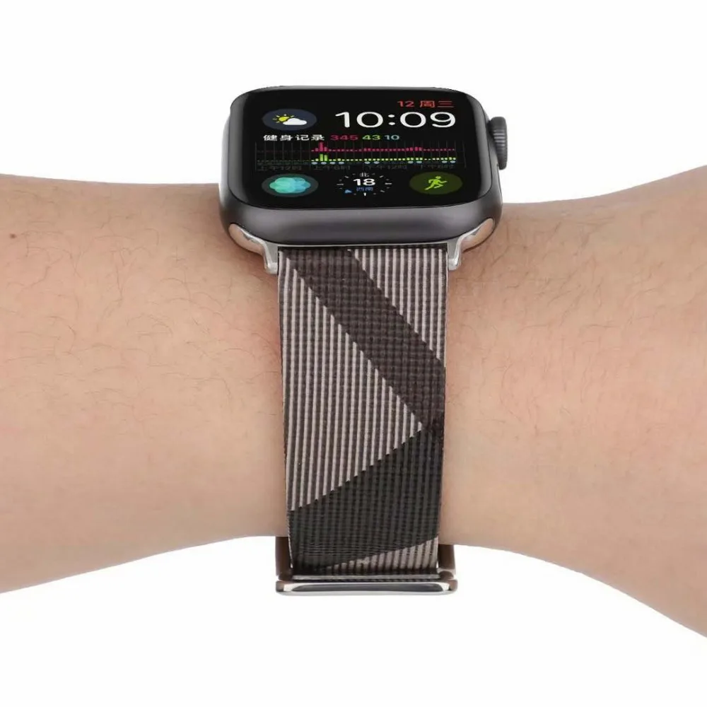 Кожаный ремешок с клетчатым узором для Apple Watch band 4 5 44 40 мм женские/мужские часы