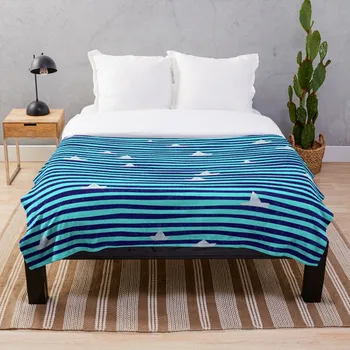 

Origami boat on the sea Blanket Wool Flannel Plush Blanket Bedspread For office Sherpa Blanket Couch Quilt Cover Travel