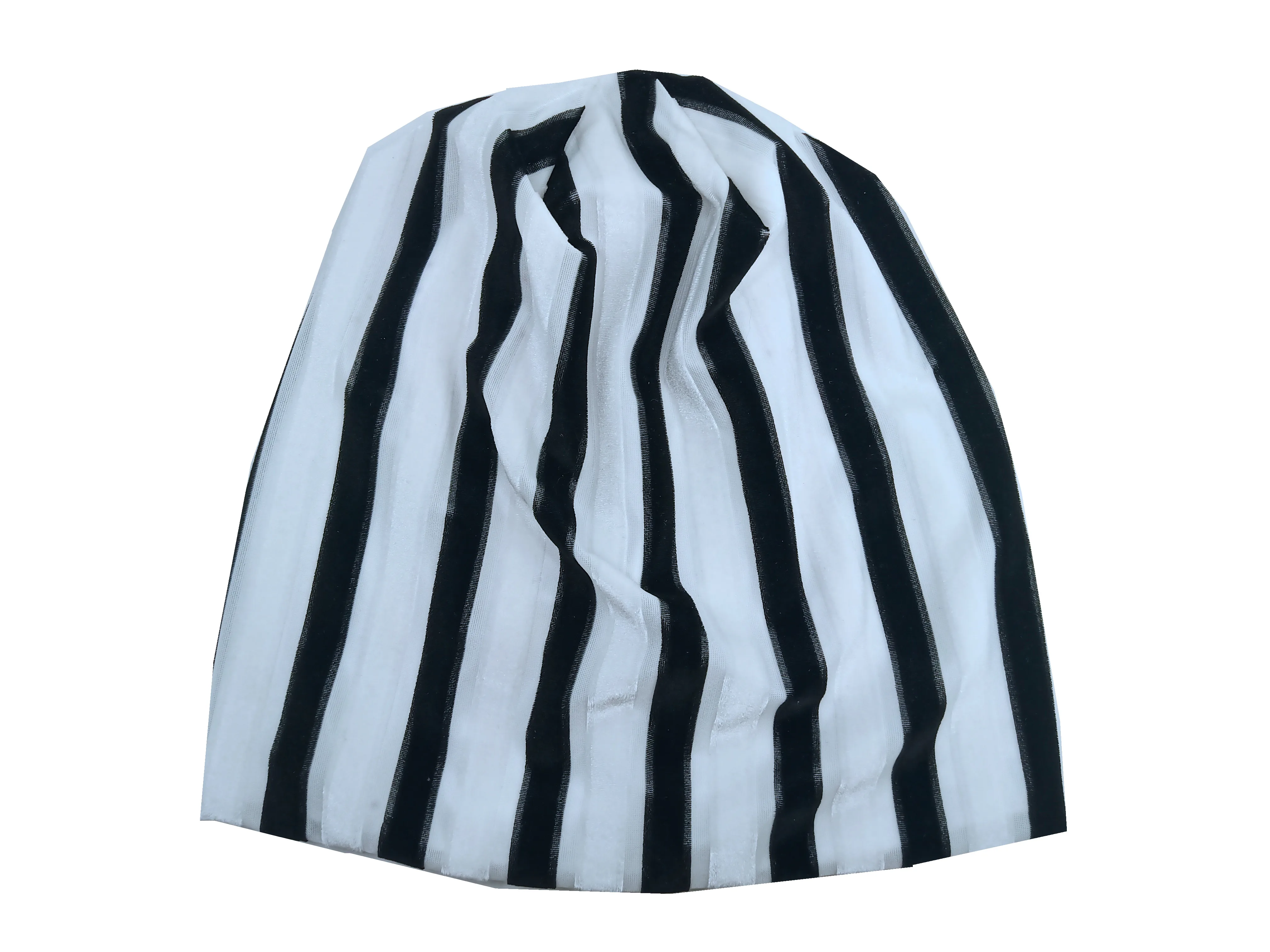 B198014 Stylish new lady's pullover hat with elastic and soft black and white stripes
