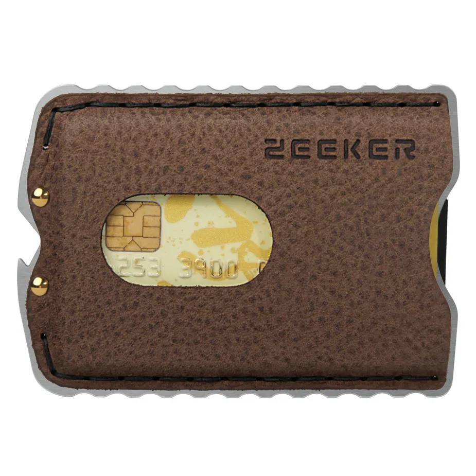 Coffee ZEEKER бумажник передний карман кошелек RFID Блокировка держатель кредитной карты минималистичный кошелек с кожей для мужчин - Цвет: Coffee
