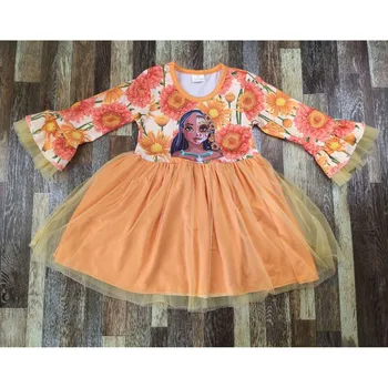 

orange twirl dress hot sale girl outfit fashion baby boutique summer clothes