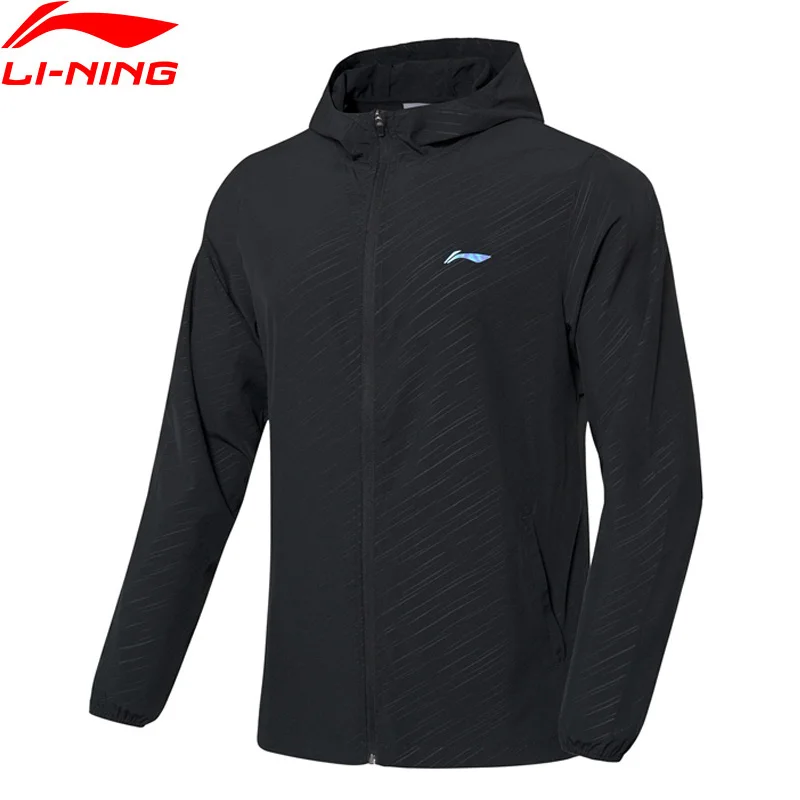 Li-Ning Мужская ветровка для бадминтона дышащая 91.1% полиэстер 8.9% спандекс обычная подкладочная спортивная куртка AFDP483 COND19