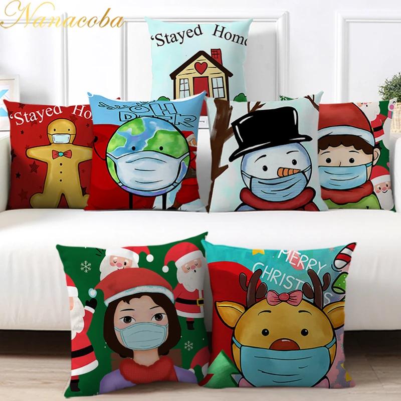 

Christmas Pillow Case Home Decor Cartoon Cushion Cover for Living Room Sofa Decorative Merry Xmas Winter Throw Pillowcase 45x45