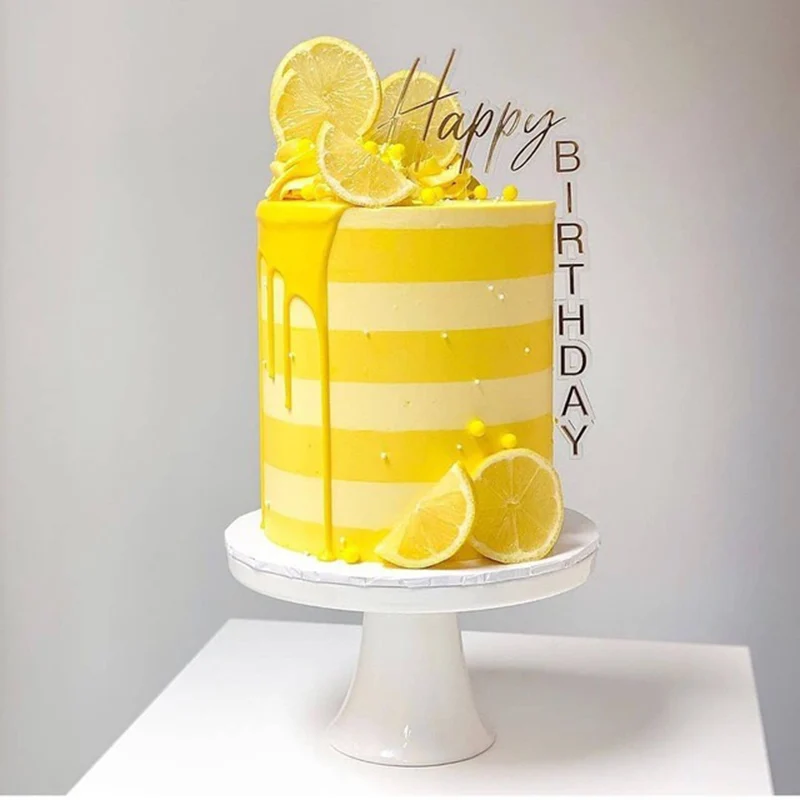 Topper para tarta de feliz cumpleaños, adorno creativo Vertical de acrílico de oro rosa para pastel de cumpleaños, adornos de pastel de fiesta