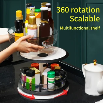 

2 Tier Lazy Susan Round Cabinet 360 Degree Ratation Turntable Organizer Home Kitchen Raised Edge Pantry Food Storage Container