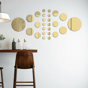 

26pcs Acrylic Wall Mirrors Round Sheet Stickers Plastic PMMA Glass Hotel Decorative Lens Miroir Mural DIY Plak