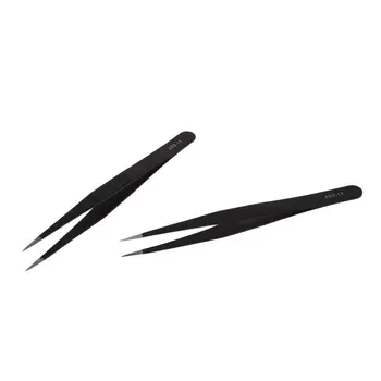 

2pcs Professional Nail Art Rhinestones Eyelashes Extensions Pick Tweezer Nipper Clipper Tool (black)