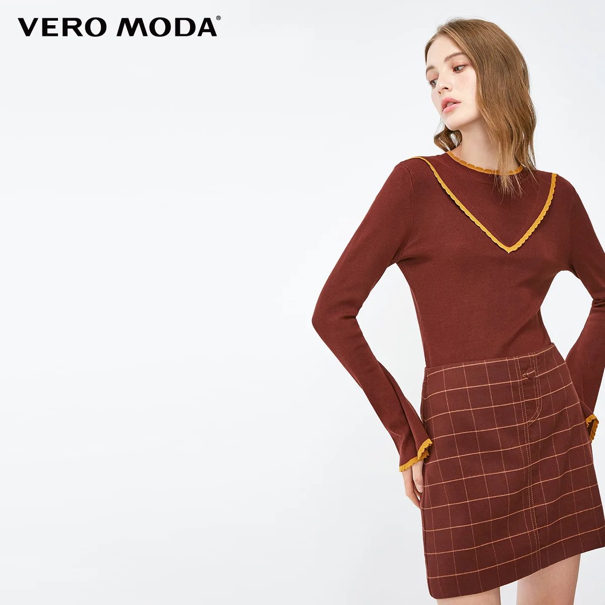 Vero Moda новые поступления клетчатая юбка средней талии | 318316537 - Цвет: Bitter chocolate