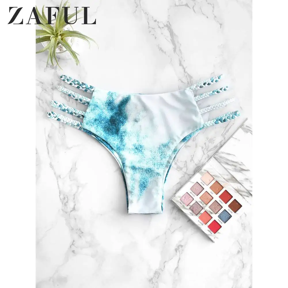 Женские плетеные Трусики бикини ZAFUL с завязками и полосками на талии