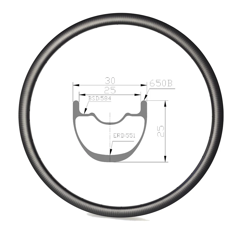 

Горный обод XC 27.5er MTB из углеродного волокна, безъемный, 30 мм, ширина 25 мм, глубина 25 мм, внутренний 650B Горный обод колеса UD 3K 12K, саржа