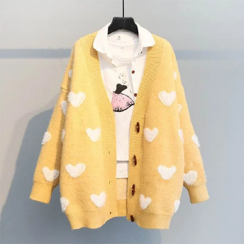

spring/autumn women sweaters computer knitted open stitch sweater cardigans maternity autumn clothing heart design sweaters