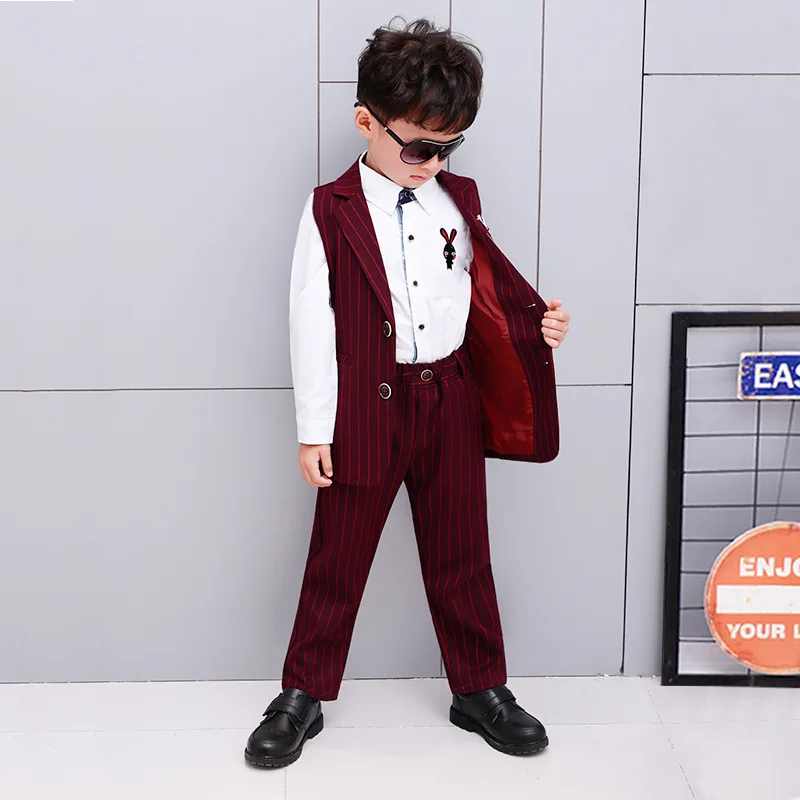 

Spring Childrenswear New Products BOY'S Suit Striped Suit Children Formal Wear Suit Three-piece Set Korean-style