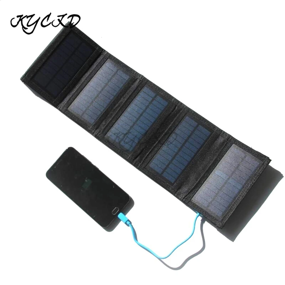 7.5W 5V 0-1.5A Solar Panel USB Port Outdoor Phone Battery Charger Polysilicon Foldable Solar Plate Portable For Hiking Camping