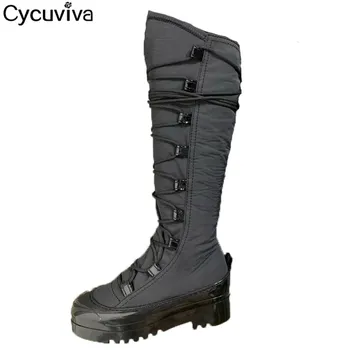 

2020 Waterproof Winter Snow Boots Designer Platform Knee High Boots Casual Flat Shoes Femme White Warm Down Long Boots Women