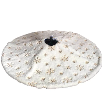 

New 122Cm White Flannel Embroidered Snowflake Christmas Tree Skirt Christmas New Year Home Decoration