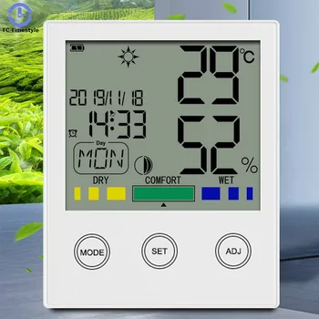 

Electronic Digital Clock Temperature Humidity Lcd Display Desk Clocks Touch Screen Wall Clock Thermometer Hygrometer With Holder