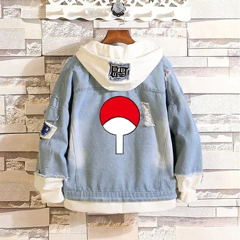 

Anime Naruto Uzumaki Uchiha Itachi Jacket Outwear Cowboy Coat Casual Cosplay Denim Jacket Autumn Hooded Sweatshirt Unisex