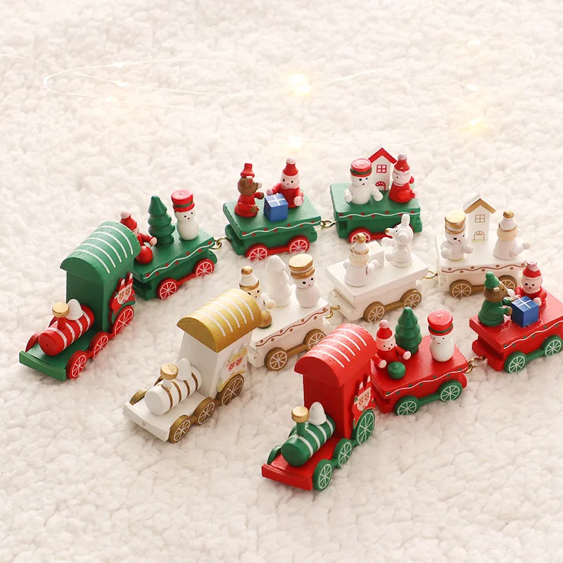 Горячий Рождественский поезд окрашенный деревянный Санта/медведь/снеговик рождественские украшения Детские игрушки Navidad Новогодний подарок орнамент для украшения для домашнего праздника