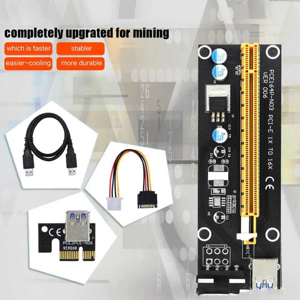 Плата расширения Райзера Ver006 с питанием от USB 3 0 PCI-E 1X до 16X GPU Riser для майнинга |