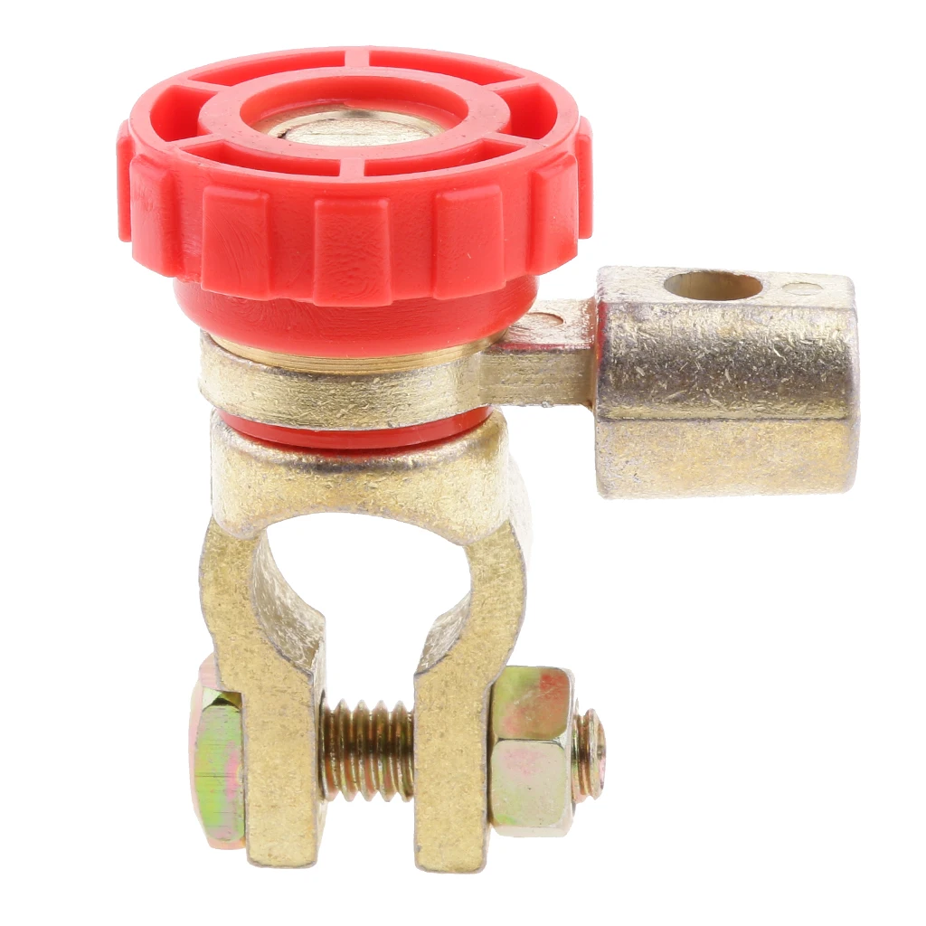 Car Heavy Duty Battery Disconnect Isolator Cut Off Switch Battery Terminal Link Golden Metal Copper Plating Alloy