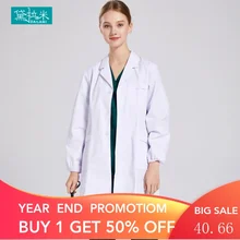 

White Gown Long Sleeve Doctor's Overall Female Male Hospital Laboratory Student Doctor Nurse Overalls