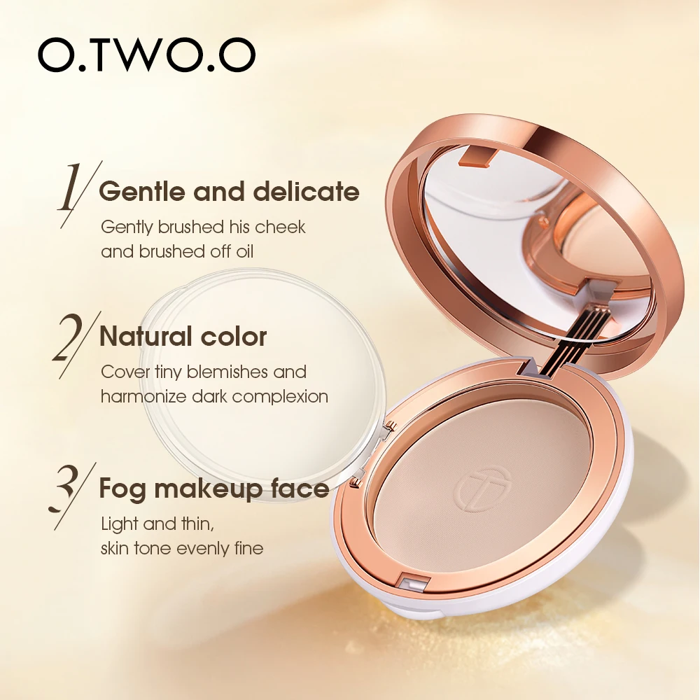 O.TWO.O Face Setting Powder Cushion Compact Powder Oil-Control 3 Colors Matte Smooth Finish Concealer Makeup Pressed Powder - Image 5