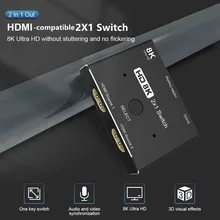 MOSHOU – répartiteur de commutateur HDMI 2.1 8K @ 60Hz, sortie 2 en 1 4K @ 120Hz, commutateur Ultra HD pour ordinateur portable, 2 sources à 1 écran