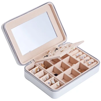 

Jewelry Box Storage Box Display Storage PU Leather Large with Mirror Multi-Function Necklace Earring Ring Box