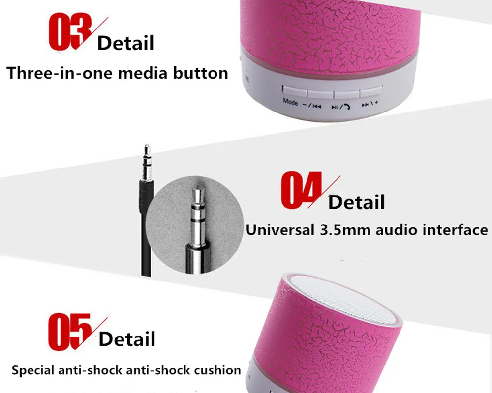 Фото Мини Портативный беспроводной Bluetooth динамик ABS трещина светодиодный TF карта FM USB Мини Портативный беспроводной Bluetooth динамик ABS трещина светодиодный TF карта FM USB