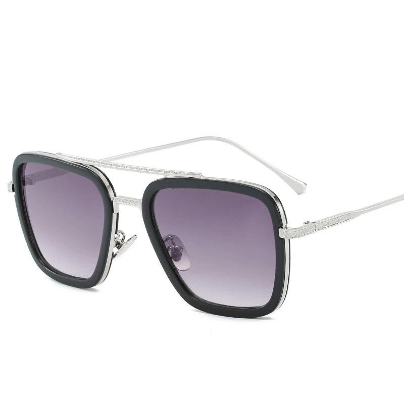 Роскошные брендовые солнцезащитные очки в стиле Железного человека 3, квадратные солнцезащитные очки Tony Stark Matsuda, винтажные очки в стиле стимпанк, черные линзы, UV400 - Lenses Color: C0.6