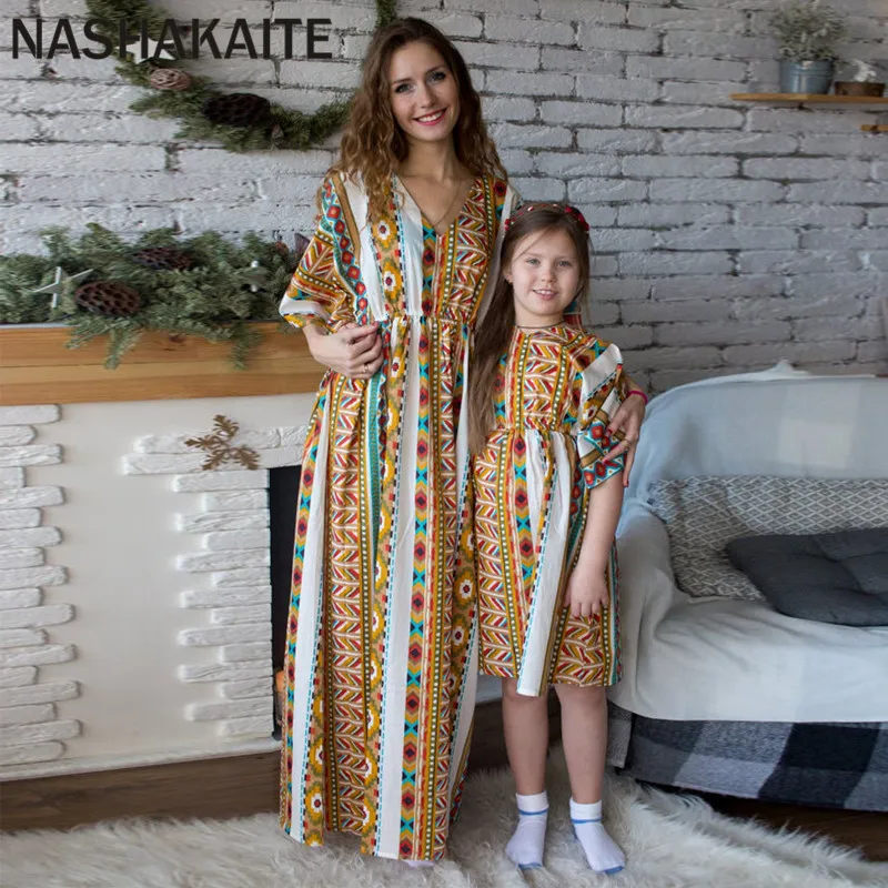 Nachakaite/платье для мамы и дочки повседневное лоскутное длинное платье без рукавов с цветочным рисунком одежда для мамы и дочки одежда для мамы и меня