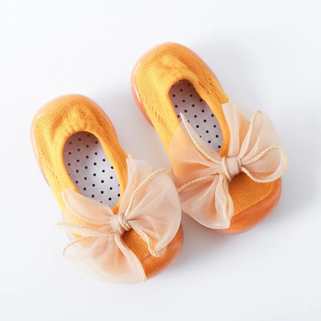 Модные нескользящие носки с мягкой резиновой подошвой и кроликом для новорожденных девочек, носки-тапочки, обувь для малышей# p4